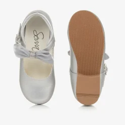 Sevva Girls Silver Mary Jane Shoes Hot
