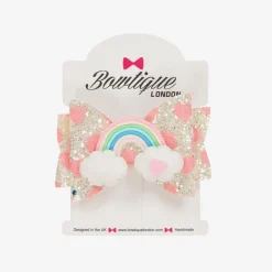 Bowtique London Girls Silver Rainbow Bow Hair Clip (8cm) Discount