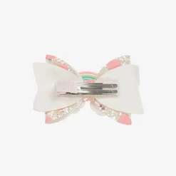 Bowtique London Girls Silver Rainbow Bow Hair Clip (8cm) Discount