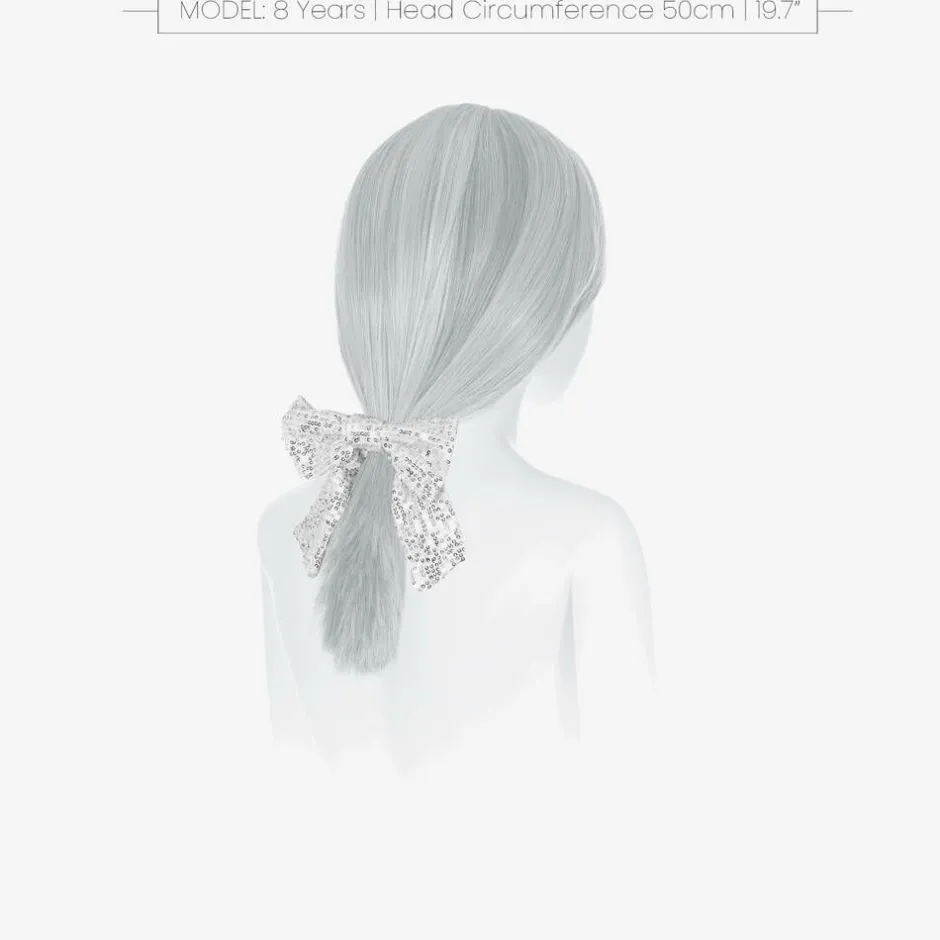 Patachou Girls Silver Sequin Bow Hair Elastic Discount