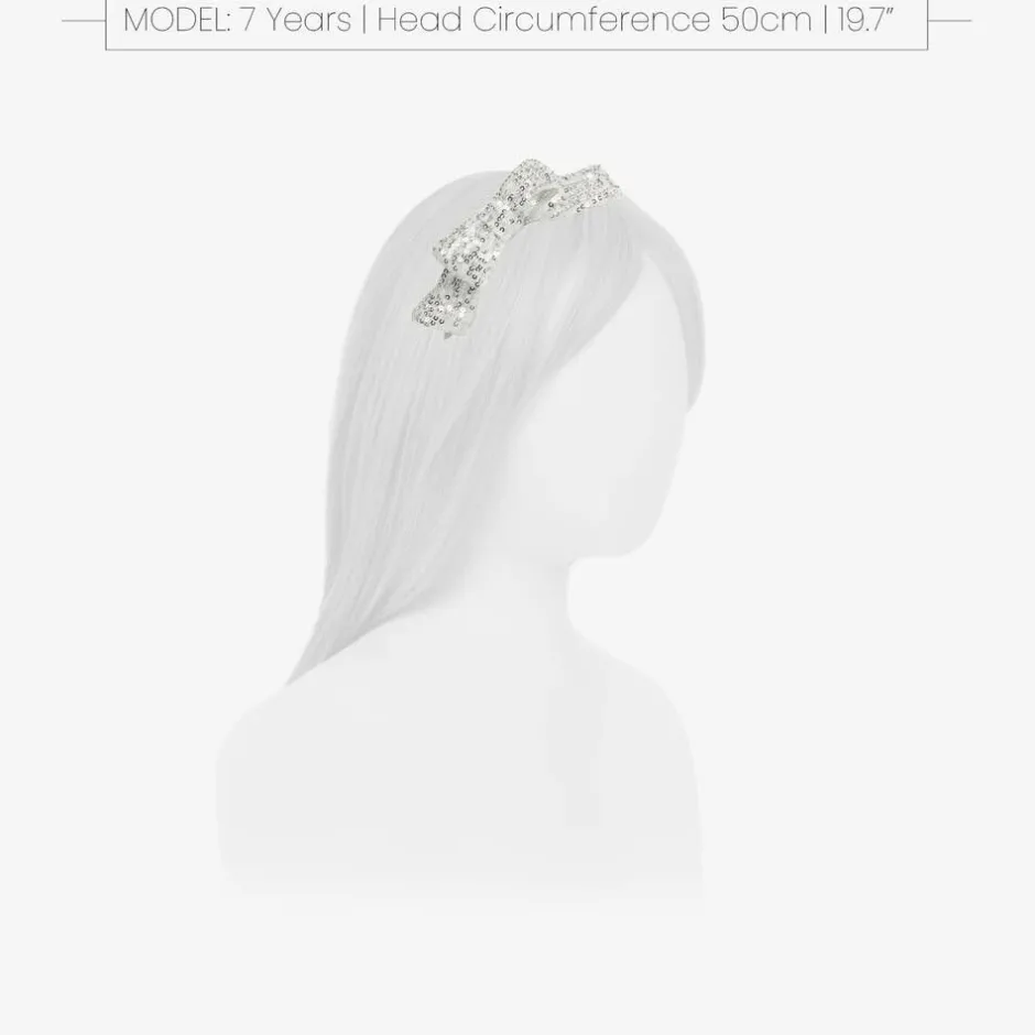Patachou Girls Silver Sequin Bow Hairband
