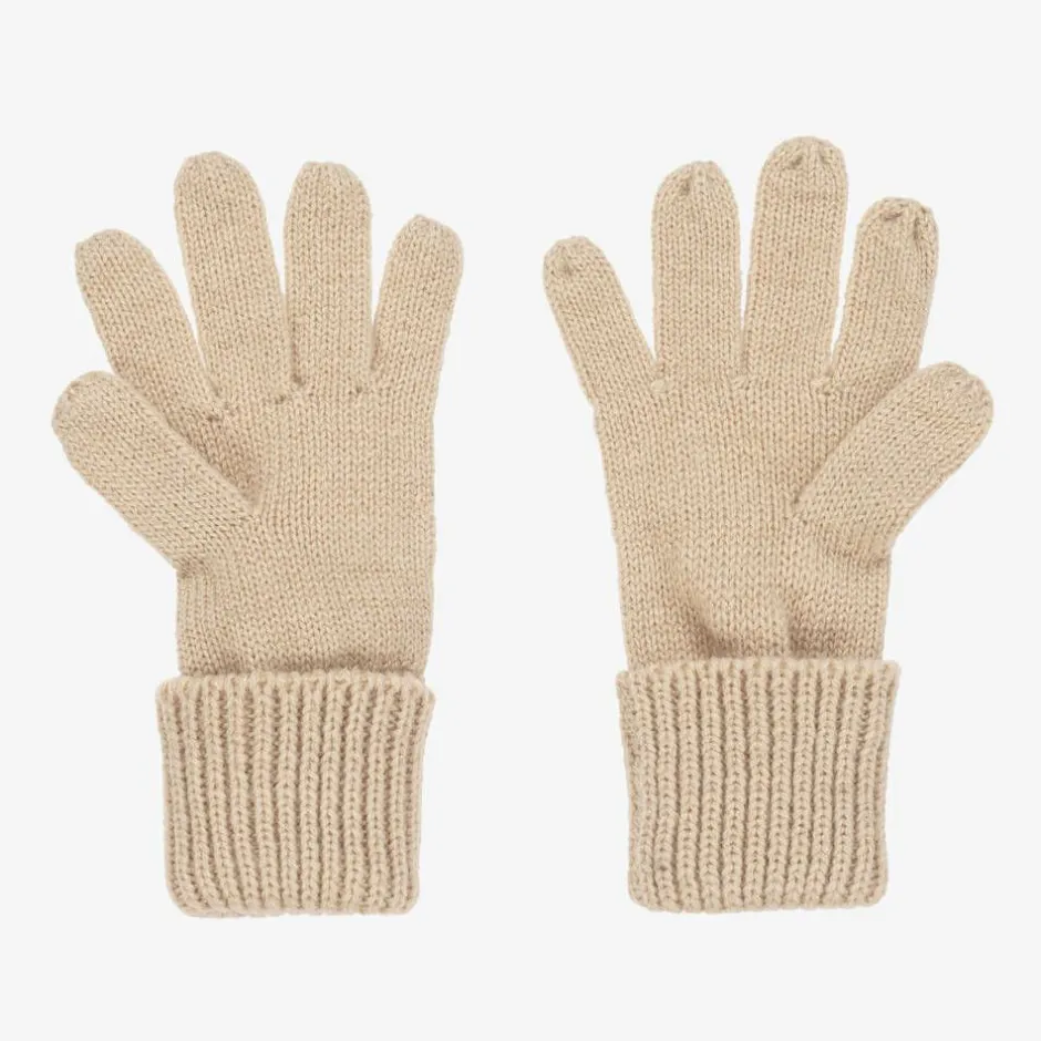 Le Chic Girls Sparkly Beige Knitted Gloves Discount