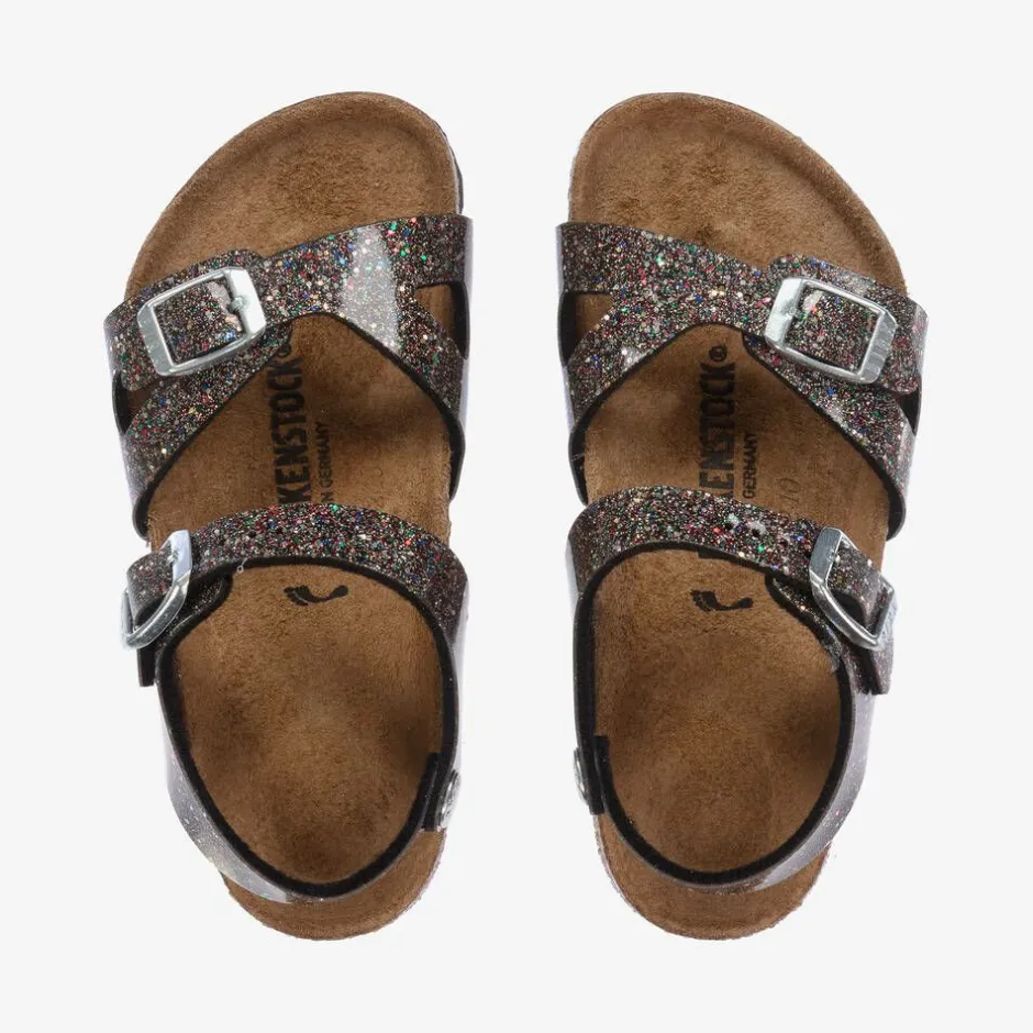 Birkenstock Girls Sparkly Black Buckle Sandals Sale