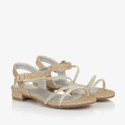 Sevva Girls Sparkly Gold Diamanté Sandals Clearance