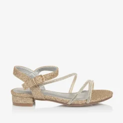 Sevva Girls Sparkly Gold Diamanté Sandals Clearance