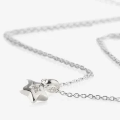 Little Star Girls Sterling Silver Diamond Star Necklace (38cm) New