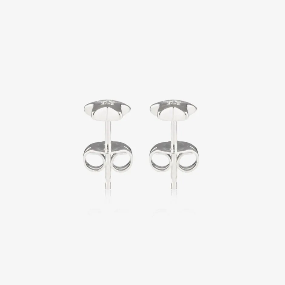 Little Star Girls Sterling Silver Diamond Star Earrings Outlet