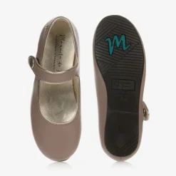 Manuela de Juan Girls Taupe Leather Pumps Hot