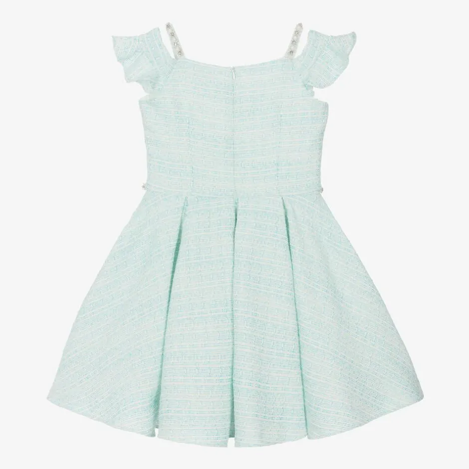 David Charles Girls Turquoise Blue Tweed Dress Online