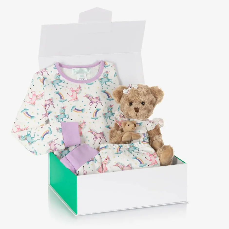 Childrensalon Hampers Girls Unicorn Pyjamas & Teddy Bear Gift Hamper New