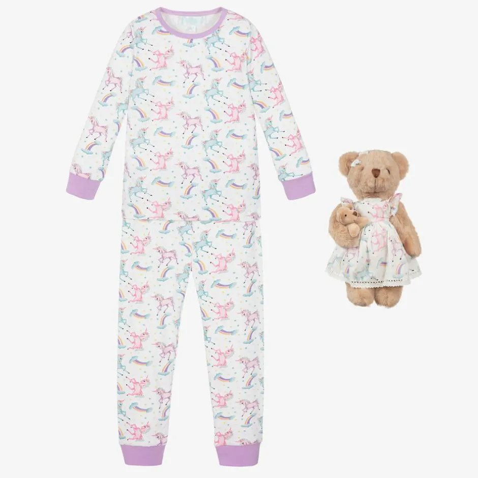 Childrensalon Hampers Girls Unicorn Pyjamas & Teddy Bear Gift Hamper New