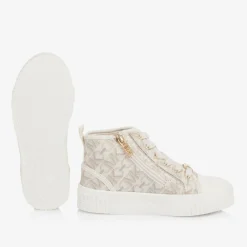 Michael Kors Kids Girls White & Beige High Top Trainers Outlet