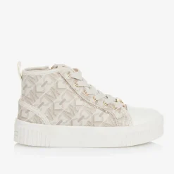 Michael Kors Kids Girls White & Beige High Top Trainers Outlet