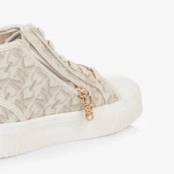 Michael Kors Kids Girls White & Beige High Top Trainers Outlet