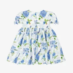 Phi Clothing Girls White & Blue Floral Cotton Dress Discount