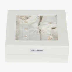 Dolce amp; Gabbana Girls White & Gold Cotton Babygrow Gift Set Sale