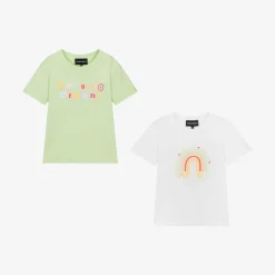 Emporio Armani Girls White & Green Cotton T-Shirts (2 Pack) Best