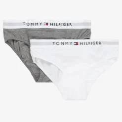 Tommy Hilfiger Girls White & Grey Cotton Knickers (2 Pack) Discount
