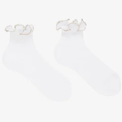 Story Loris Girls White & Ivory Ruffle Socks Sale