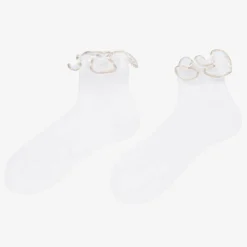 Story Loris Girls White & Ivory Ruffle Socks Sale