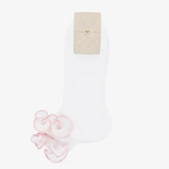 Story Loris Girls White & Pale Pink Ruffle Socks Online