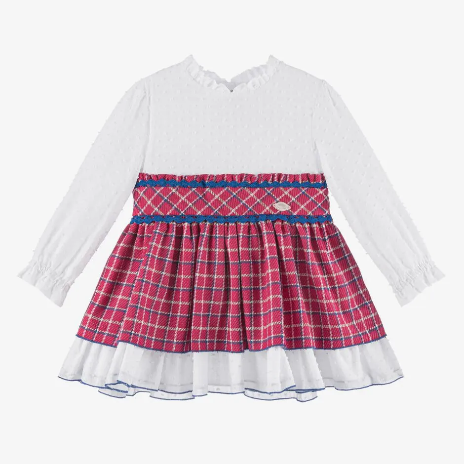 Miranda Girls White & Pink Check Dress Best