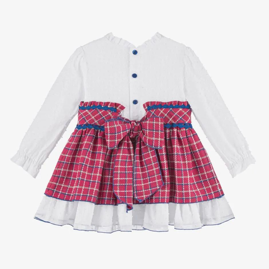 Miranda Girls White & Pink Check Dress Best