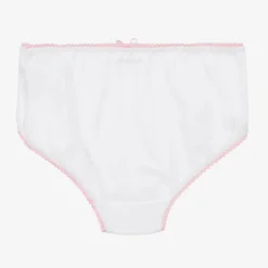 Childrensalon Essentials Girls White & Pink Cotton Knickers (5 Pack) New