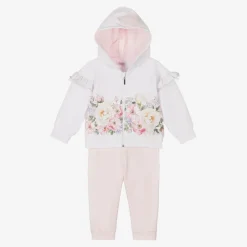 Sofija Girls White & Pink Cotton Tracksuit Online