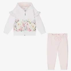 Sofija Girls White & Pink Cotton Tracksuit Online