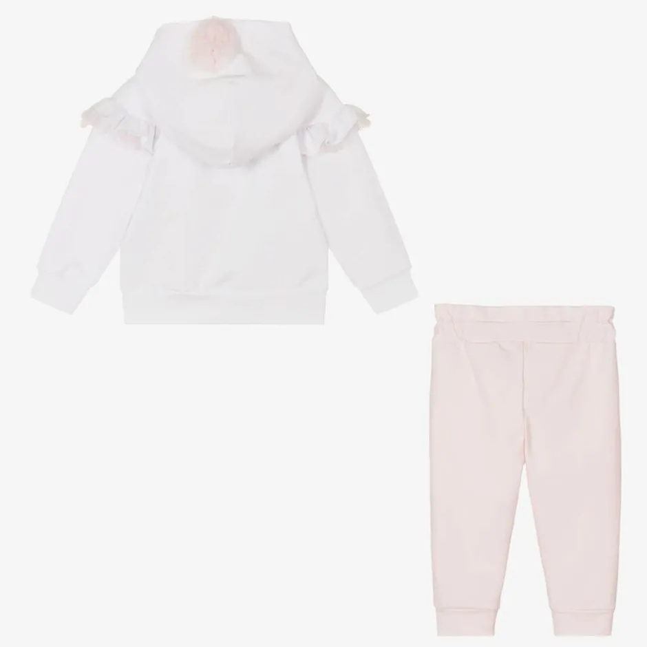 Sofija Girls White & Pink Cotton Tracksuit Online