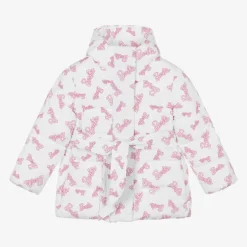 Monnalisa Girls White & Pink Puffer Barbie Coat Online