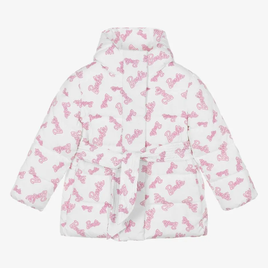 Monnalisa Girls White & Pink Puffer Barbie Coat Online
