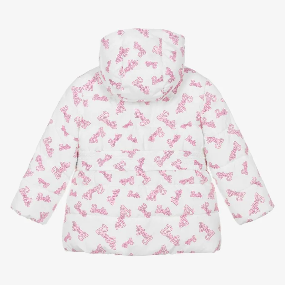 Monnalisa Girls White & Pink Puffer Barbie Coat Online