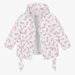 Monnalisa Girls White & Pink Puffer Barbie Coat Online