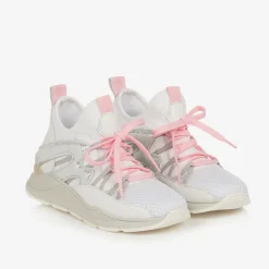 Moncler Enfant Girls White & Pink Trainers Outlet