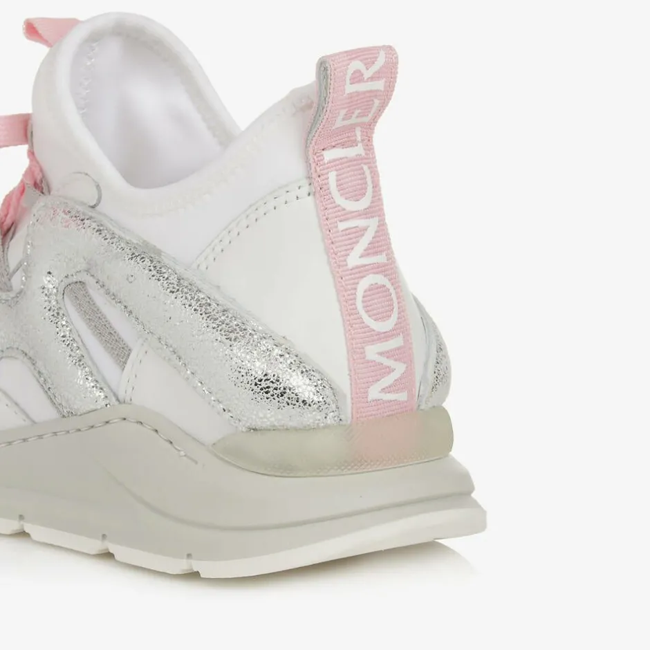 Moncler Enfant Girls White & Pink Trainers Outlet