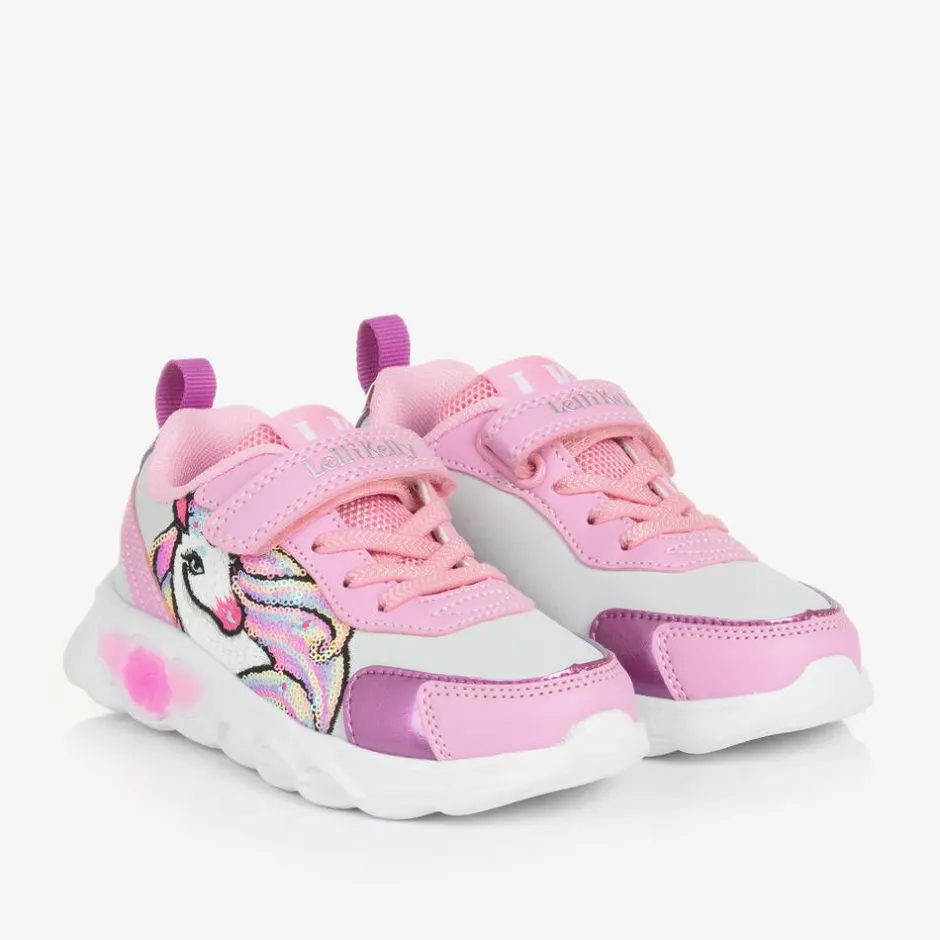 Lelli Kelly Girls White & Pink Unicorn Light-Up Trainers