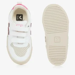 VEJA Girls White & Purple Faux Leather V-10 Trainers Hot