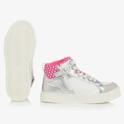 Agatha Ruiz de la Prada Girls White & Silver Star High-Top Trainers