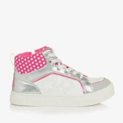 Agatha Ruiz de la Prada Girls White & Silver Star High-Top Trainers