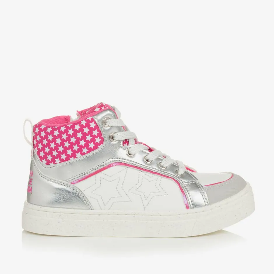 Agatha Ruiz de la Prada Girls White & Silver Star High-Top Trainers
