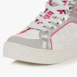 Agatha Ruiz de la Prada Girls White & Silver Star High-Top Trainers