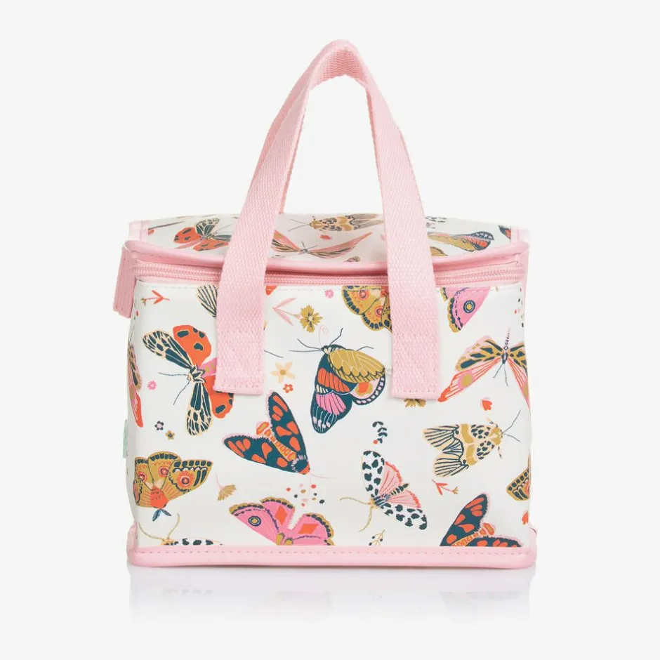 Powell Craft Girls White & Pink Butterfly Lunch Bag (20cm)