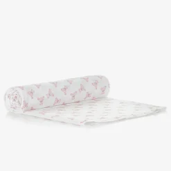 Magnolia Baby Girls White & Pink Pima Cotton Blanket (100cm) Discount