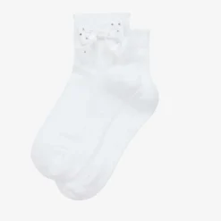 Story Loris Girls White Bow Cotton Socks New