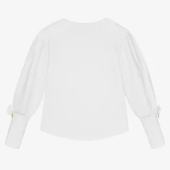 Angels Face Girls White Bow Sleeve Top New