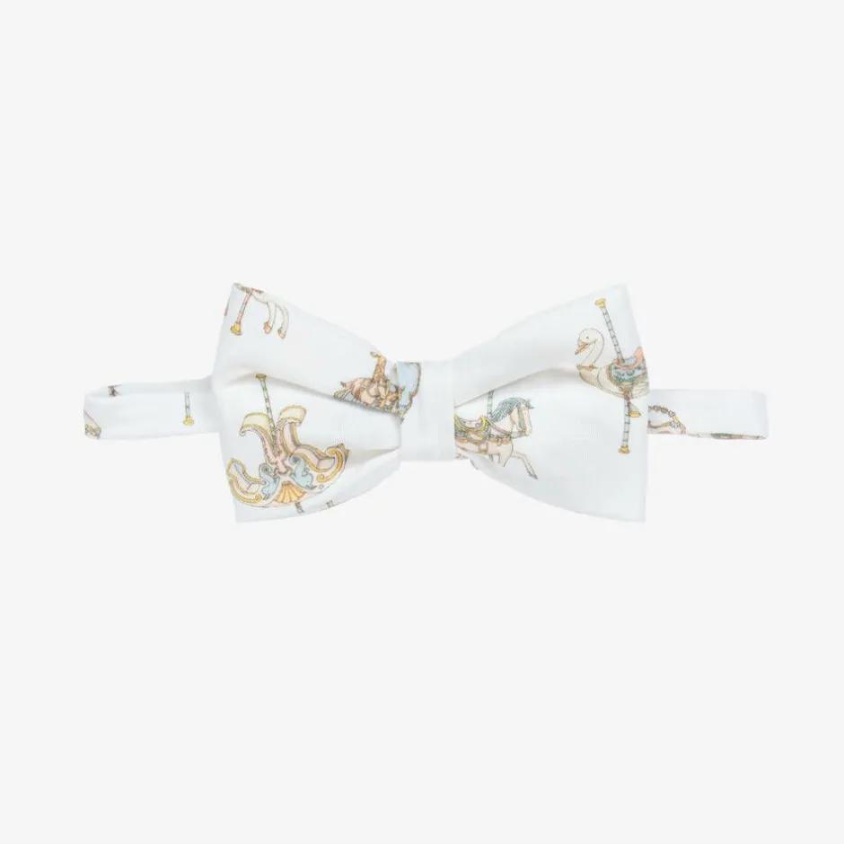 Atelier Choux Paris Girls White Carousel Print Cotton Headband New