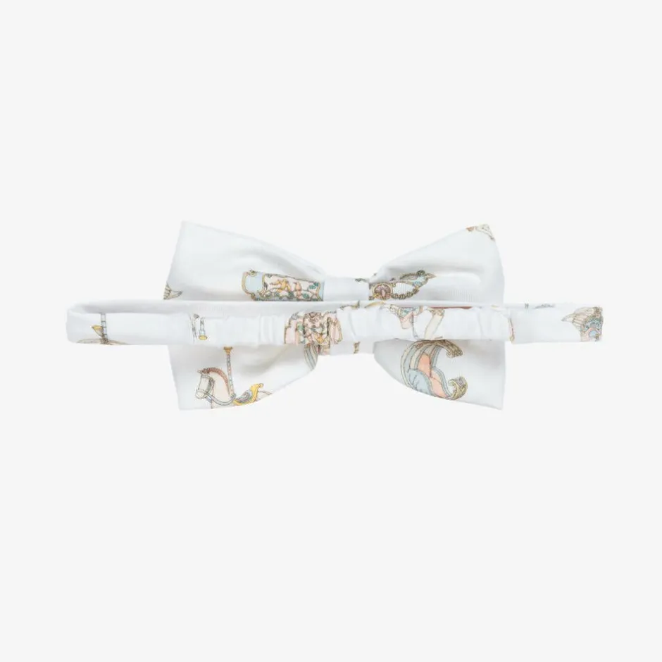 Atelier Choux Paris Girls White Carousel Print Cotton Headband New
