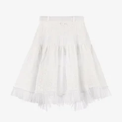 Selini Action Girls White Cotton & Tulle Beach Skirt New